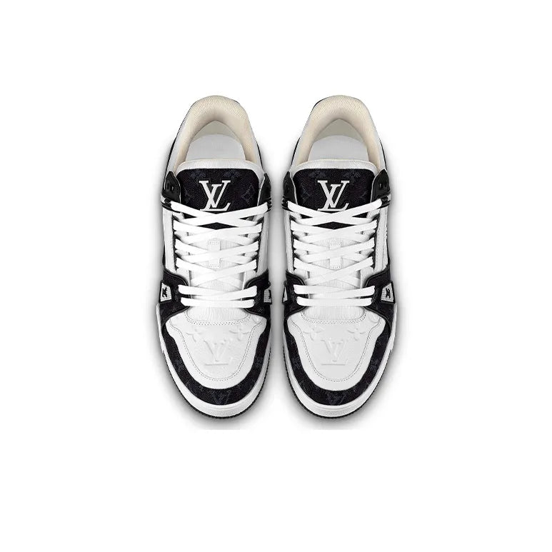"Black Monogram Denim & White Leather"