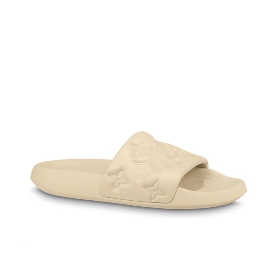LOUIS VUITTON Waterfront Slide Slippers Men's Silver Beige - Banlieue91