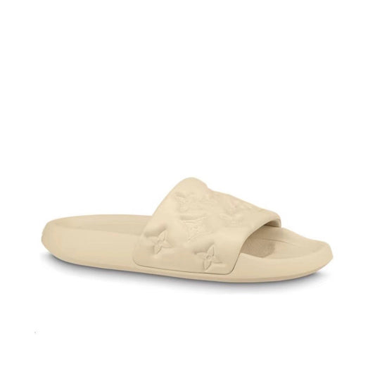 LOUIS VUITTON Waterfront Slide Slippers Men's Silver Beige - Banlieue91