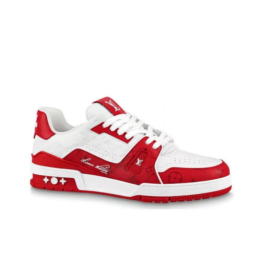 Red Monogram Embossed Calf Leather